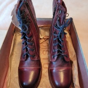 BedStu brand new lace leather boots, burgundy size 10
